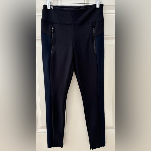 ATHLETA Legging Women's S Black Blue Stellar Tight Zipper Pockets - Picture 1 of 5